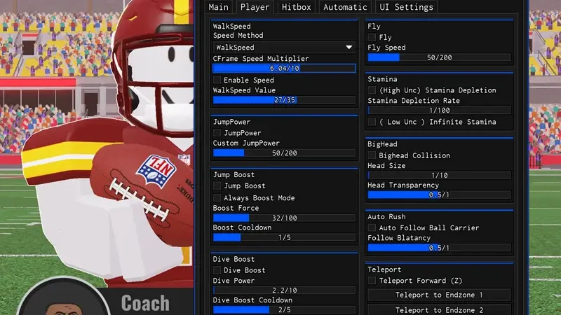 Mini Hub NFL Universe Football Script  – Ball control, Aimbot