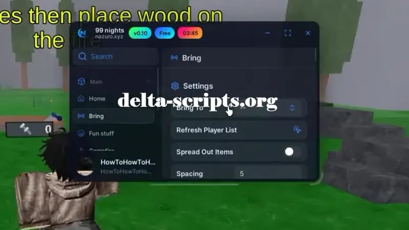 Nazuro Best No Key 99 Nights Script – Kill Aura, Bring Item, ESP