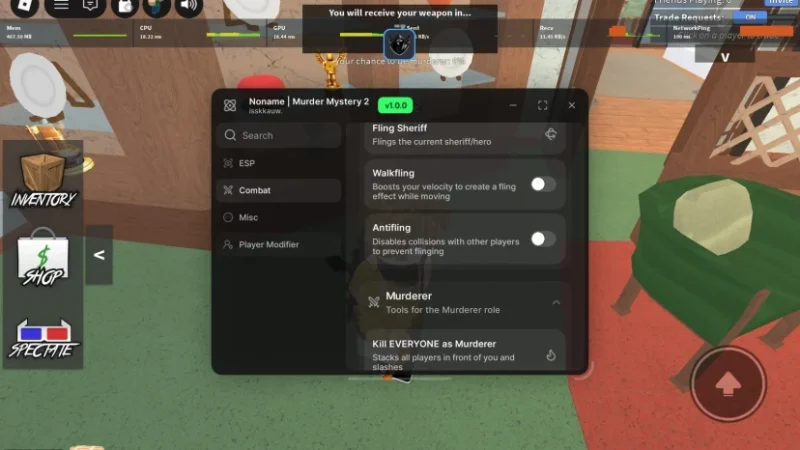 MM2 Script Noname Hub | Player ESP, Shoot Murderer & Targeted Fling [Delta Executor]