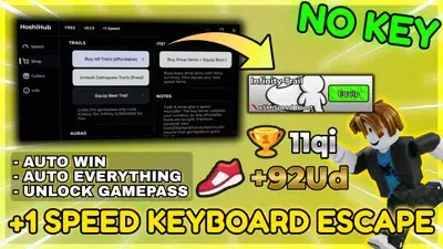 HoshiHub Unlock Infinity Trail +1 Speed Keyboard Escape Script
