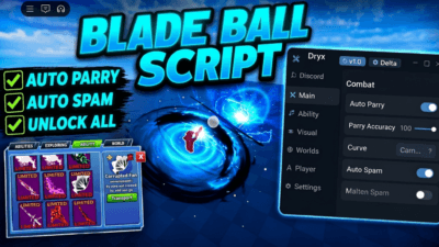 Dryx Hub Blade Ball – Auto Parry, Auto Spam, Detection, Sword Skin Changer, Blatant & More OP , NO KEY