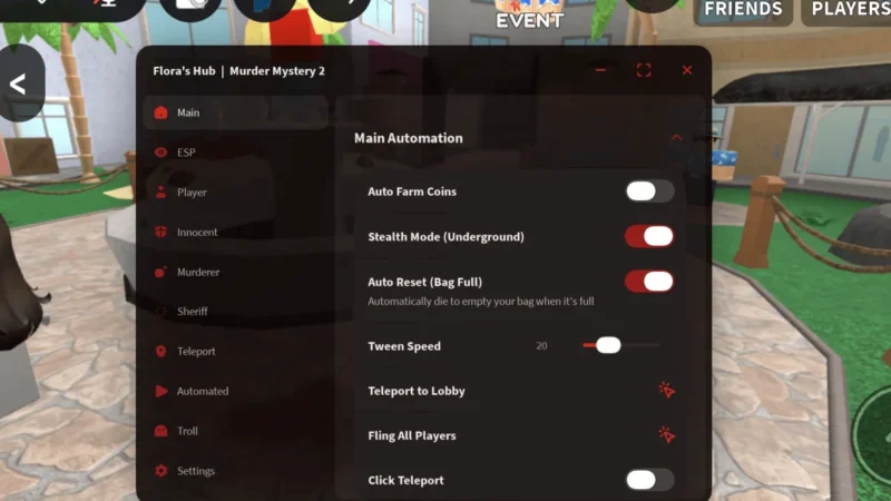 Flora’s Hub Murder Mystery 2 Script Keyless OP – Trade Freeze, Spawner, Aimbot & More !