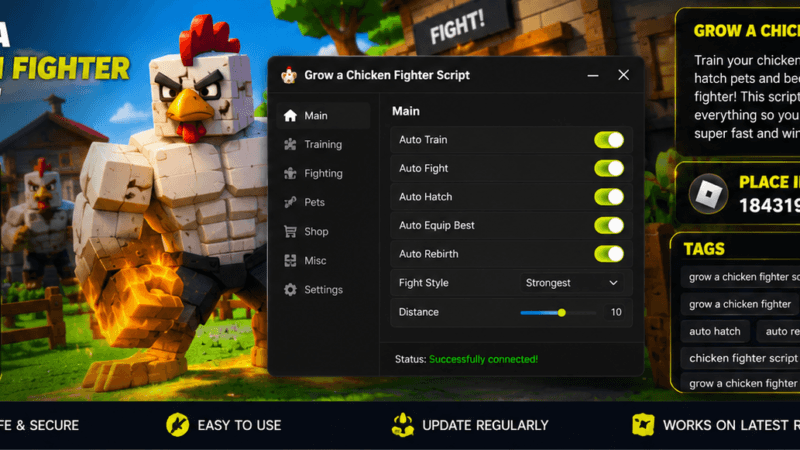 Grow a Chicken Fighter Script – Auto Fight, Anti AFK, Auto Hatch & More