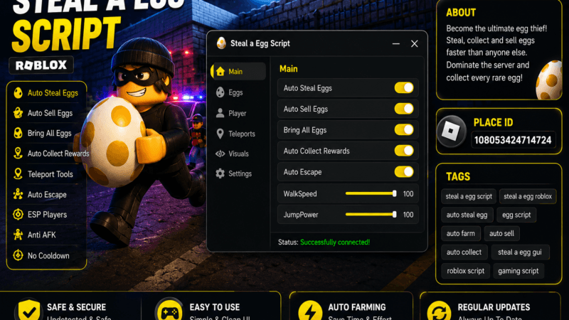 Steal a Egg Script – Auto Steal, Auto Collect, Anti AFK & More