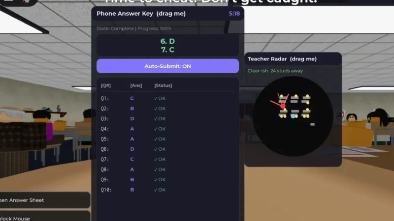 Cheating During Testing Script – Answer Key HUD & Teacher Radar