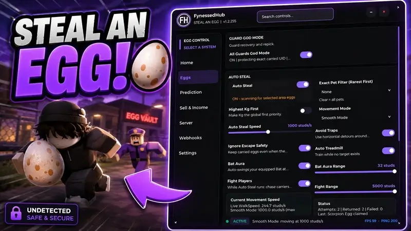 FYNESSED HUB Steal An Egg Script – Auto Steal Egg, Instant Steal
