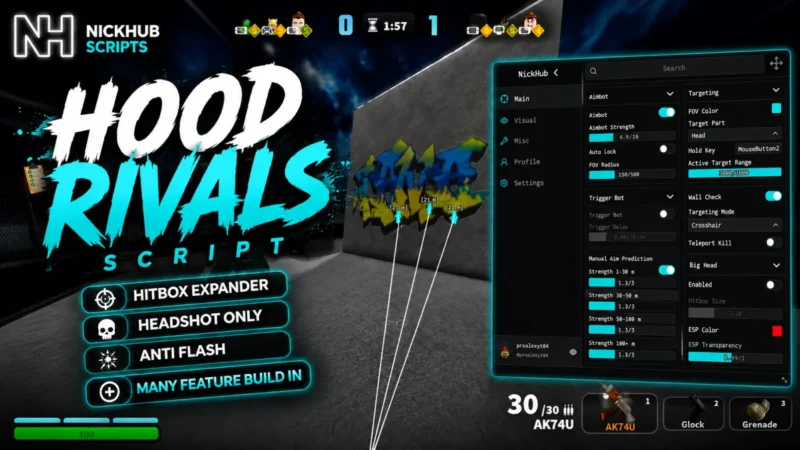 Hood Rivals Nick Hub Script  – Aimbot, Triggerbot, Hitbox Expander & More