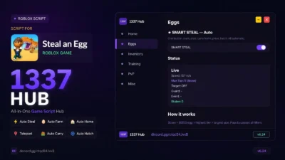 [KEYLESS] Steal An Egg 1337 Hub – Auto Steal, Auto Collect