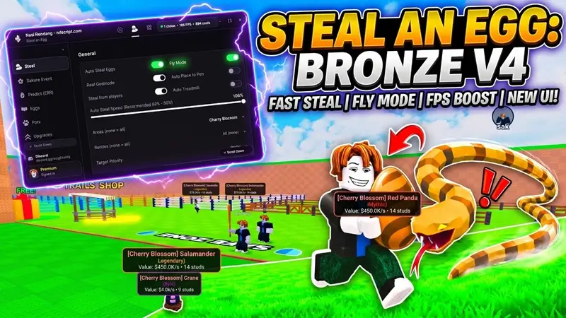 Steal an Egg Script – Fast Steal, Fly Mode, FPS Boost [NEW UI]