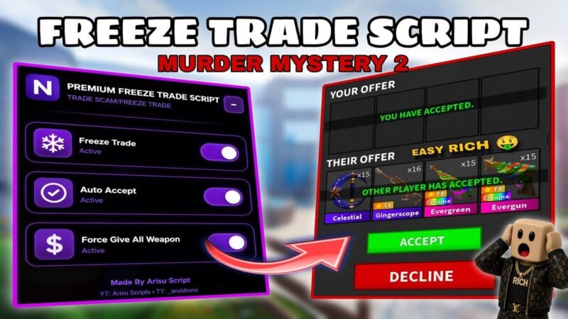 MM2 THE BEST SCRIPT, FREEZE TRADE AND FORCE ACCEPT NO KEY
