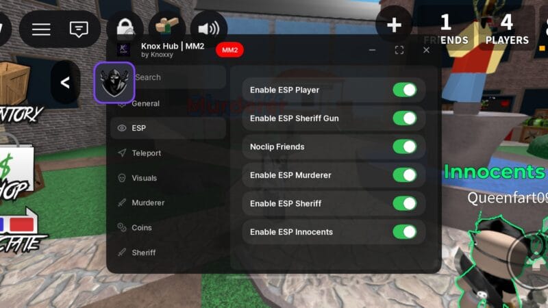 Knox Hub MM2 Auto Farm, Aimlock, Silent Aim, ESP Players, Fling Players (KEYLESS 🔥)
