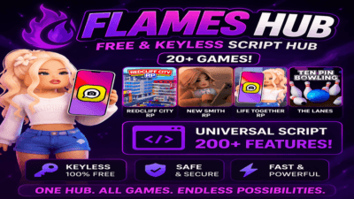Flames Hub Keyless Script Roblox | MM2 + 24 Games Supported