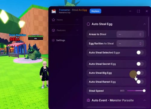 Steal an Egg FoxName Hub Script | Keyless, Auto Steal, God Mode