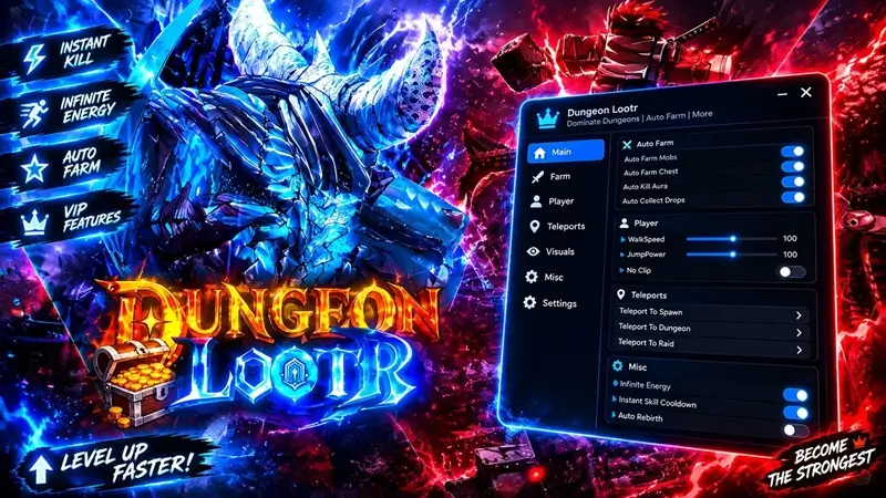 [Super OP] Dungeon Lootr Script – Auto Kill, God Mode, Reroll